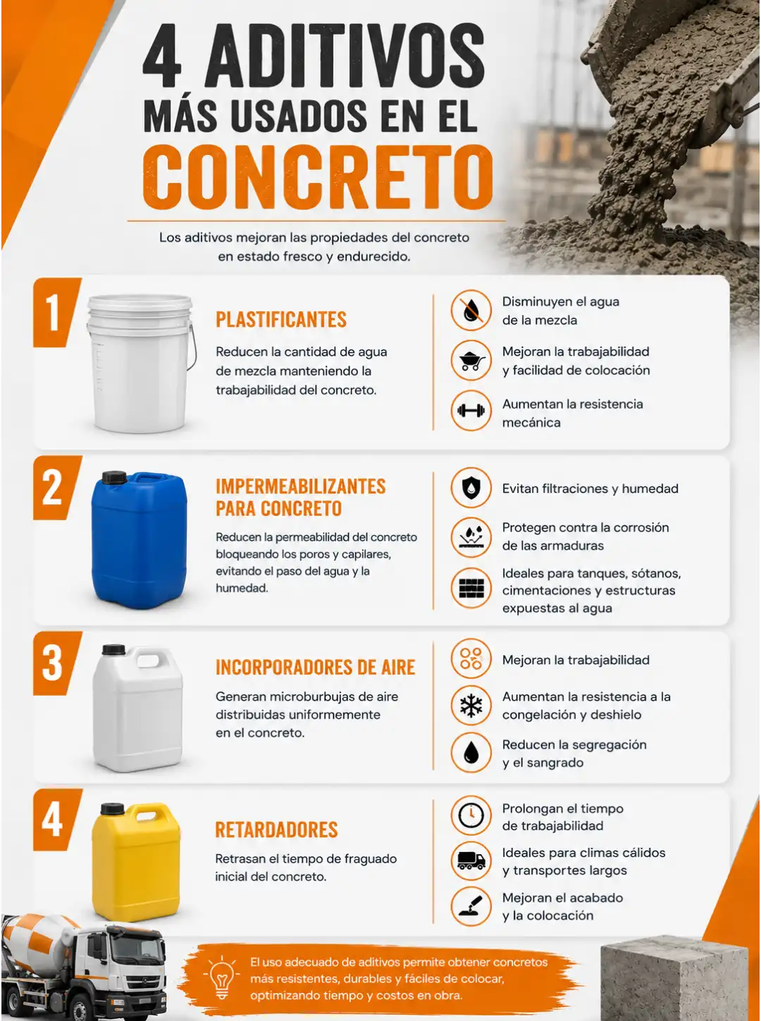 Los aditivos mas usados en el concreto
